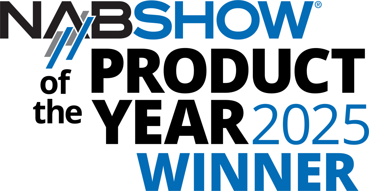 NAB Show 2025 Product of the Year Winner badge.