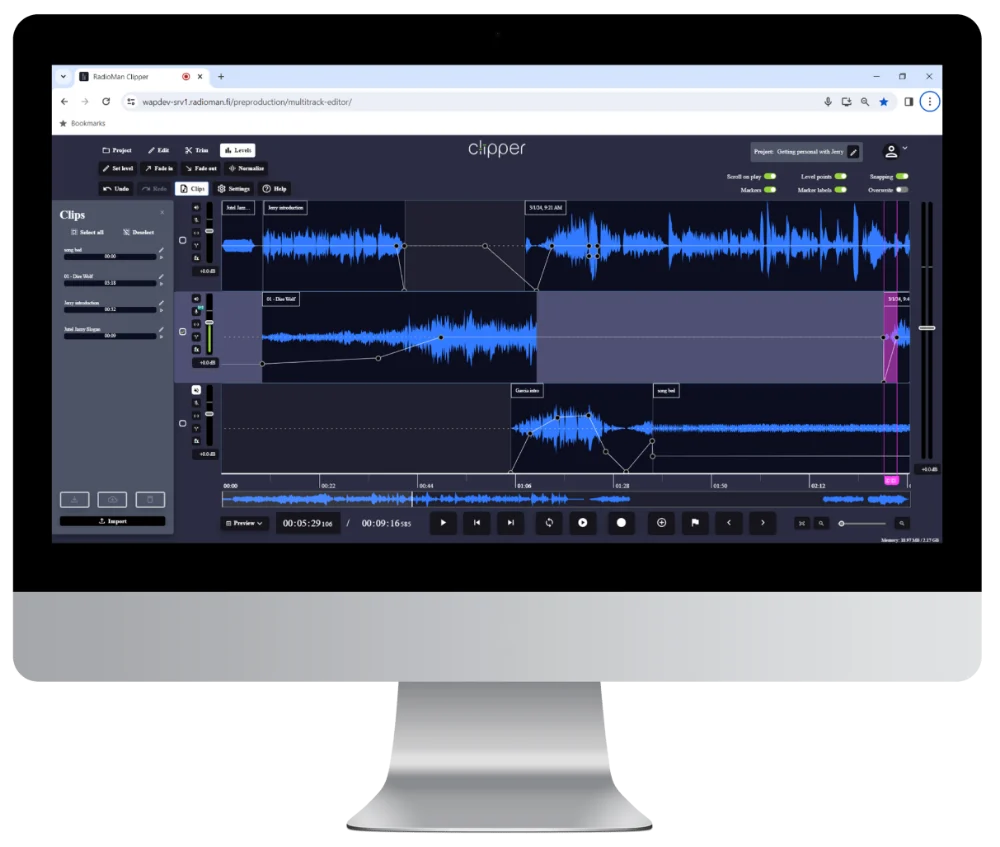 ClipperAI multitrack editing.